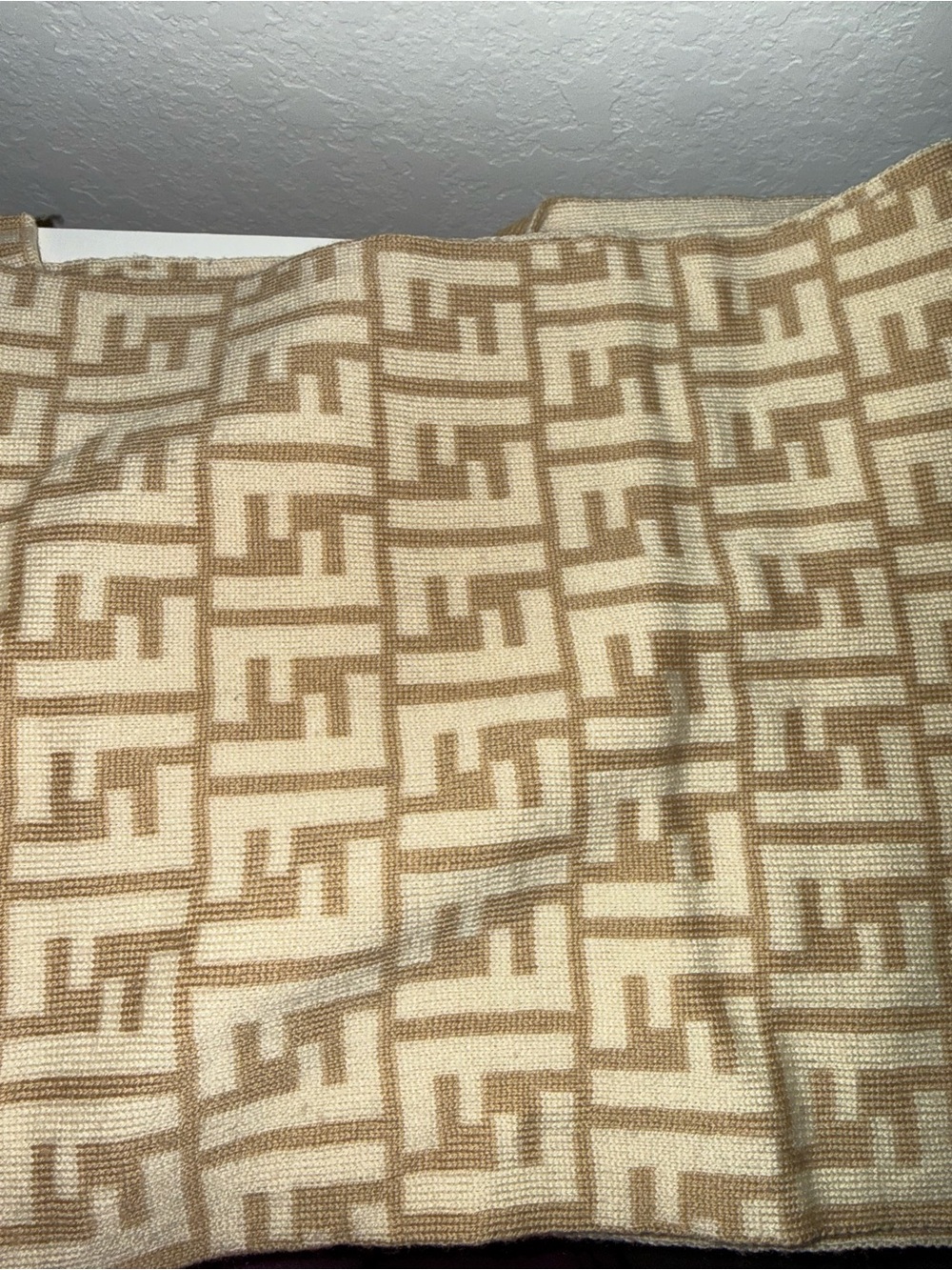 Neutral Tan & Cream Geometric Home Accent Throw